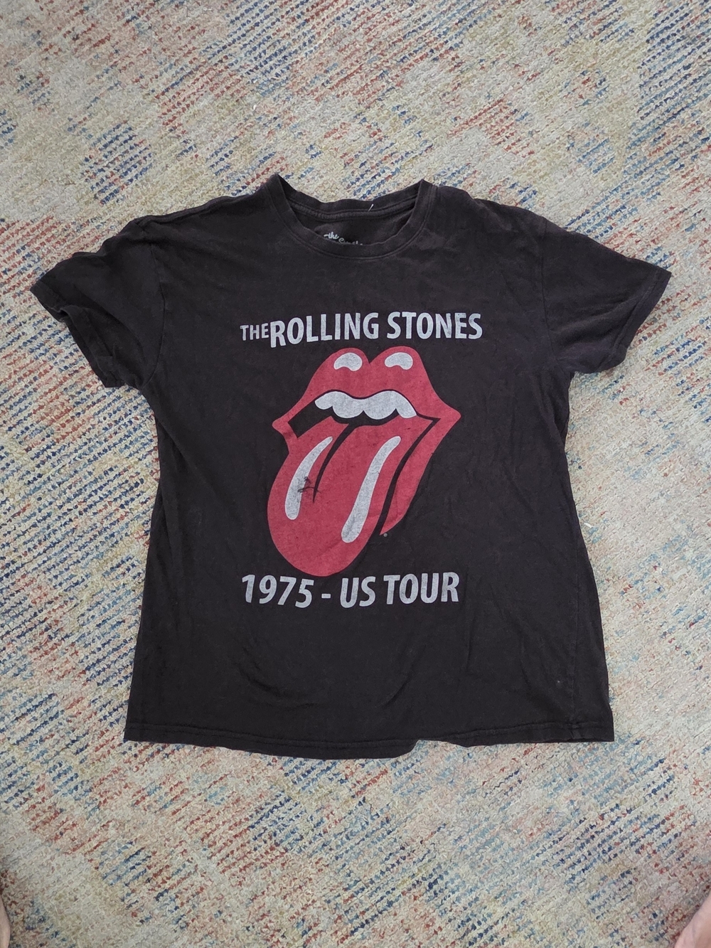 The Rolling Stones 1975 US Tour Black Graphic Tee